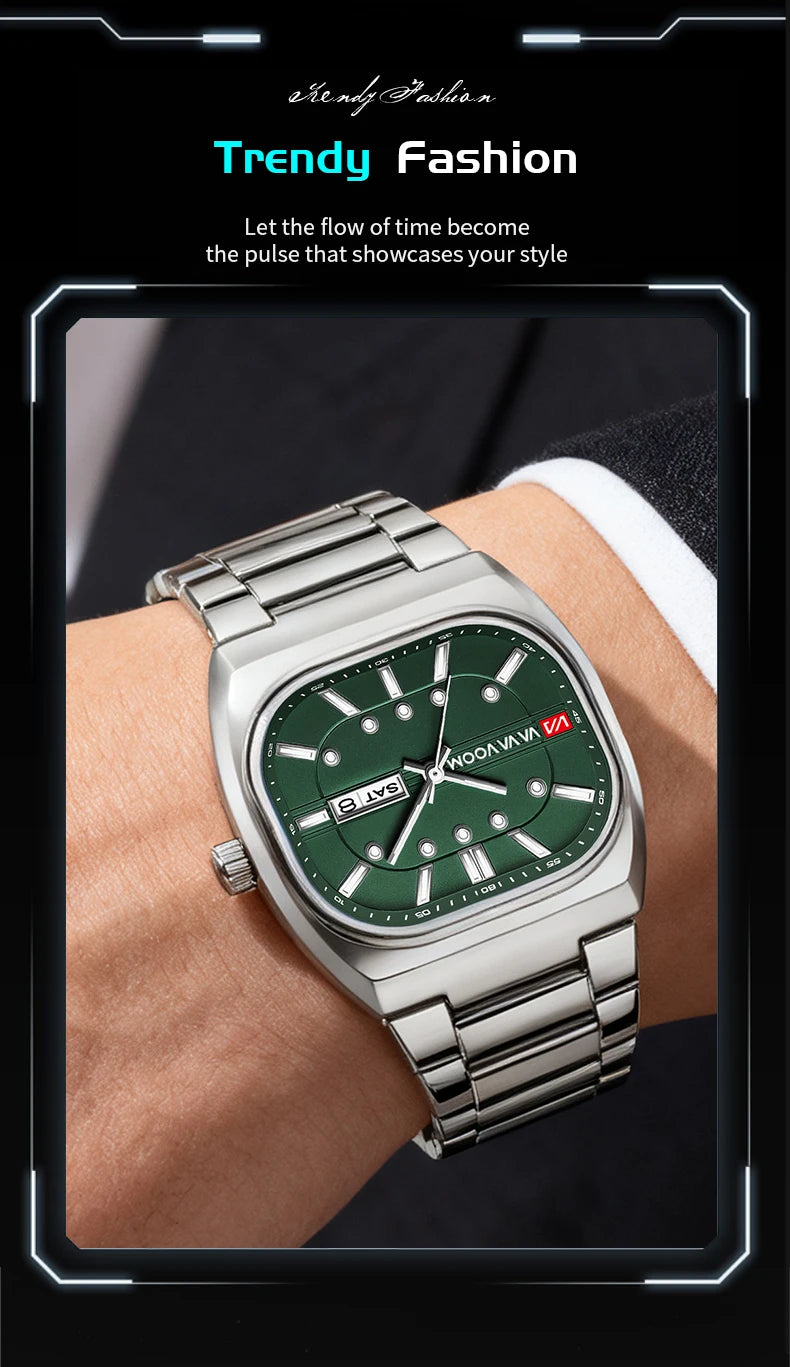 2026 New Men Watches 40mm Square Quartz Movement Analog Diving Series Clock Black Stainless Steel Top Brand Watch for Men montre