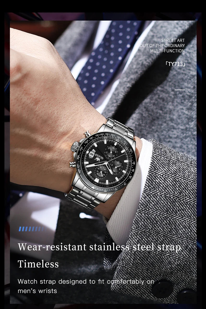OLEVS TY705 Men Watch Luxury Waterproof Luminous Quartz Watch Multi functional Timing Watch Exclusive Sports Original Men Watch