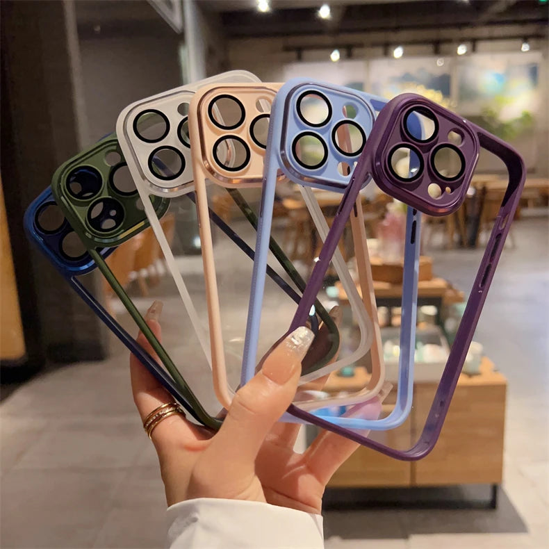 Original Gold Case For iPhone 16 Pro Max Glass Camera Protector Case for iPhone 15 13 12 14 Pro Max Transparent Shockproof Cover