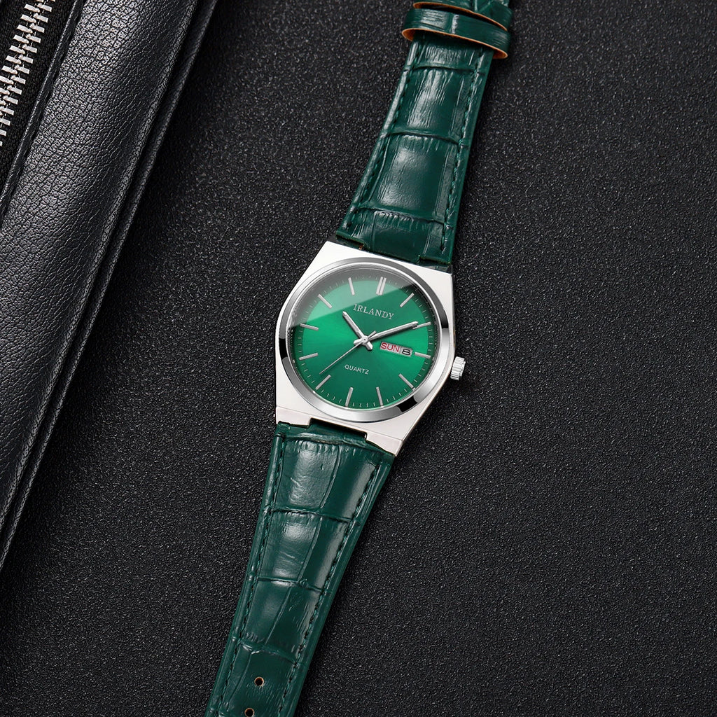 Fashion Men Business Watches Calendar Quartz Watch Casual Leather Strap Wristwatches Reloj Hombre（Without Box）