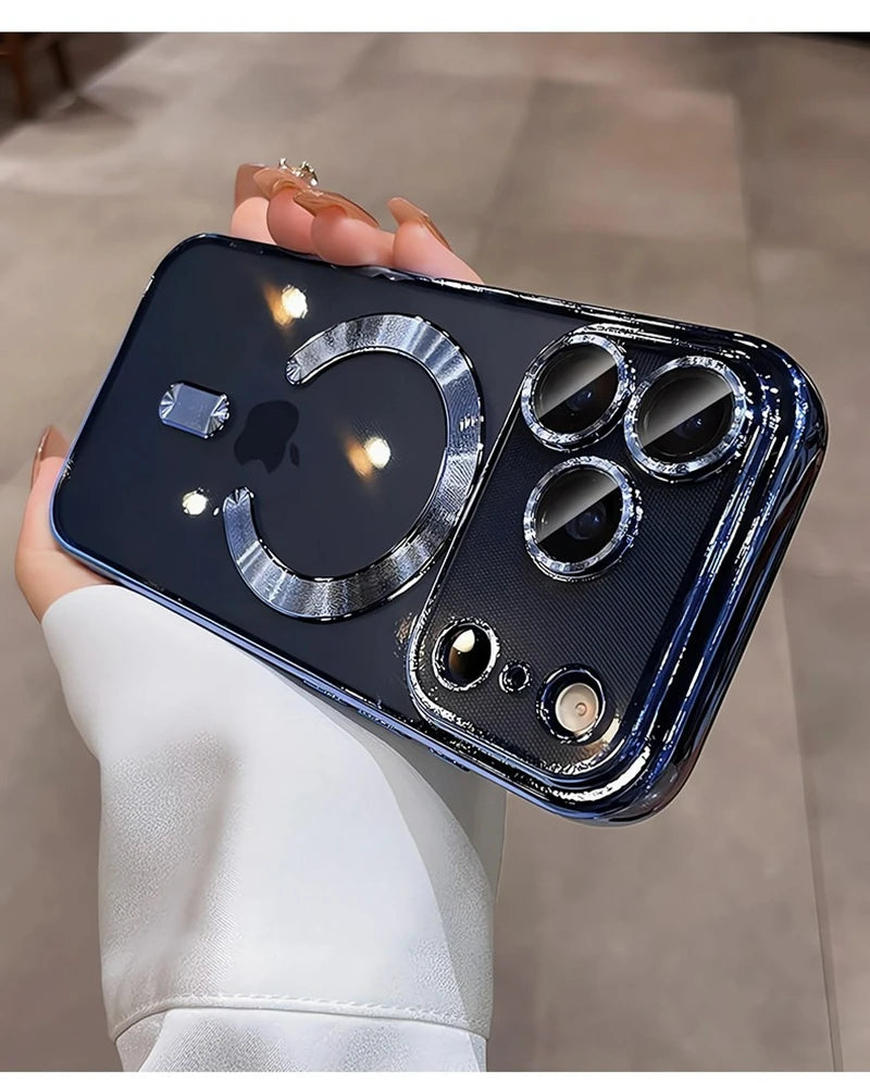 Luxury Magsafe Soft Phone Case For iPhone 11 12 13 14 15 16 17 Pro Max Plus Air Magnetic Transparent TPU Bumper Cases Cover