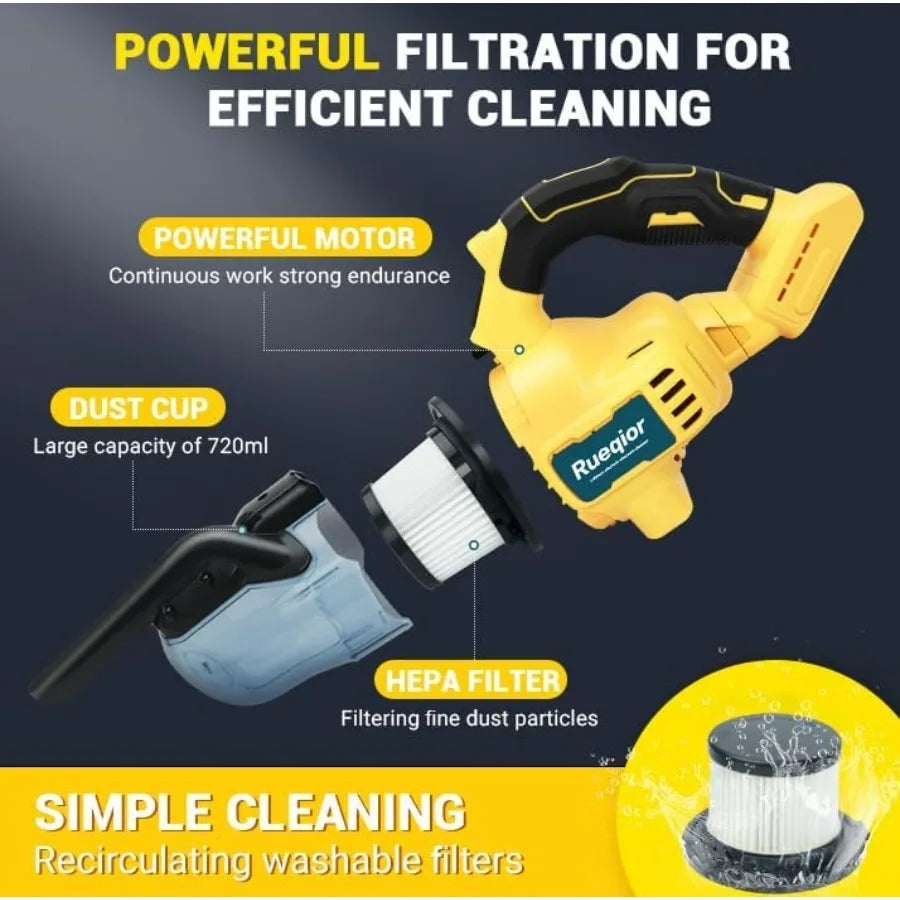 Cordless Vacuum for DeWalt us 20V Battery, 5 in 1 Handheld Electric Vacuum Cleaner with 400W Powerful Motor, 46 CFM Portable Hand V