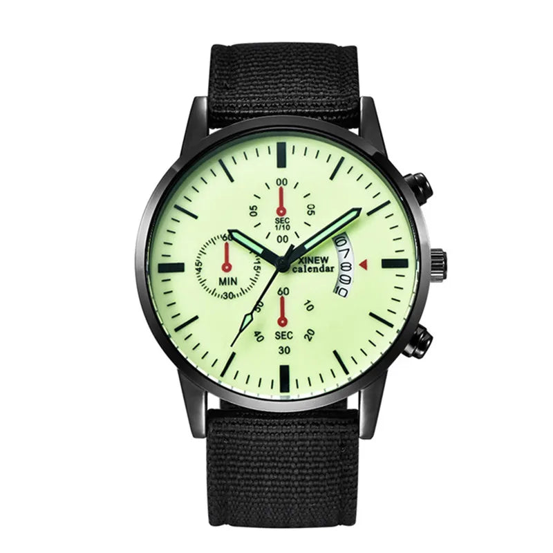 Reloj Hombre Original XINEW Brand Watches For Men Fashion Casual Nylon Band Army Date Quartz Watch Black Relogio Masculino 2024