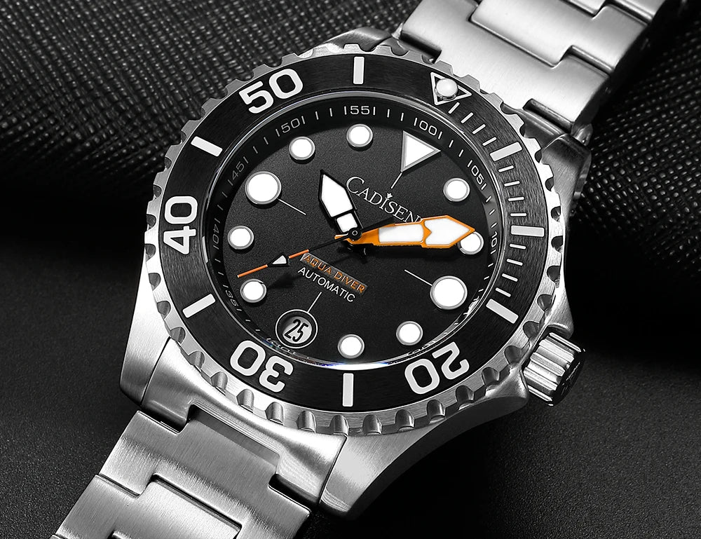 CADISEN AQUA DIVER New Brand Luxury Men Watches Automatic Watch Japan MIYOTA 8215 100M Waterproof Luminous Mechanical Wristwatch