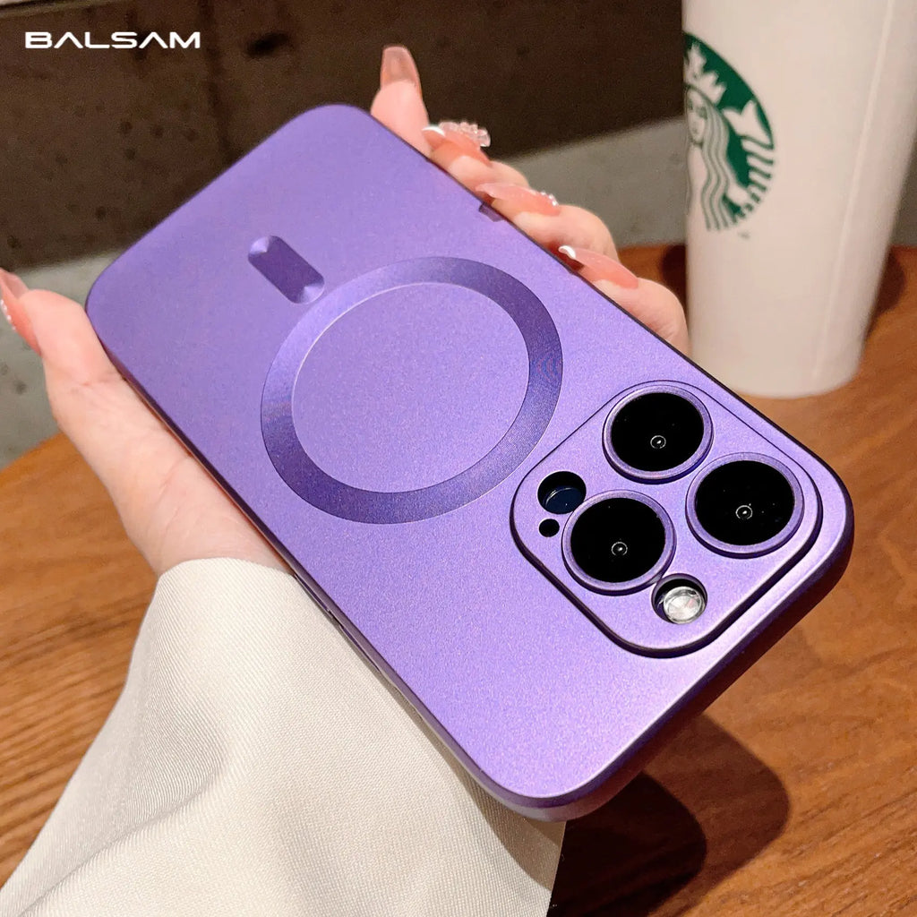 Original Magsafe Magnetic Wireless Charging Case For iPhone 16 15 14 Plus 13 12 11Pro Max Glass Lens Protection Soft Matte Cover
