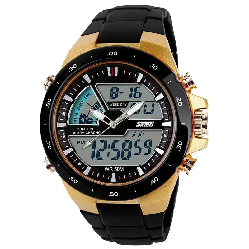 SKMEI 1016 Men Fashion Casual Alarm Clock Waterproof Military Chrono Dual Display Wristwatches Relogio Masculino Sport Watch