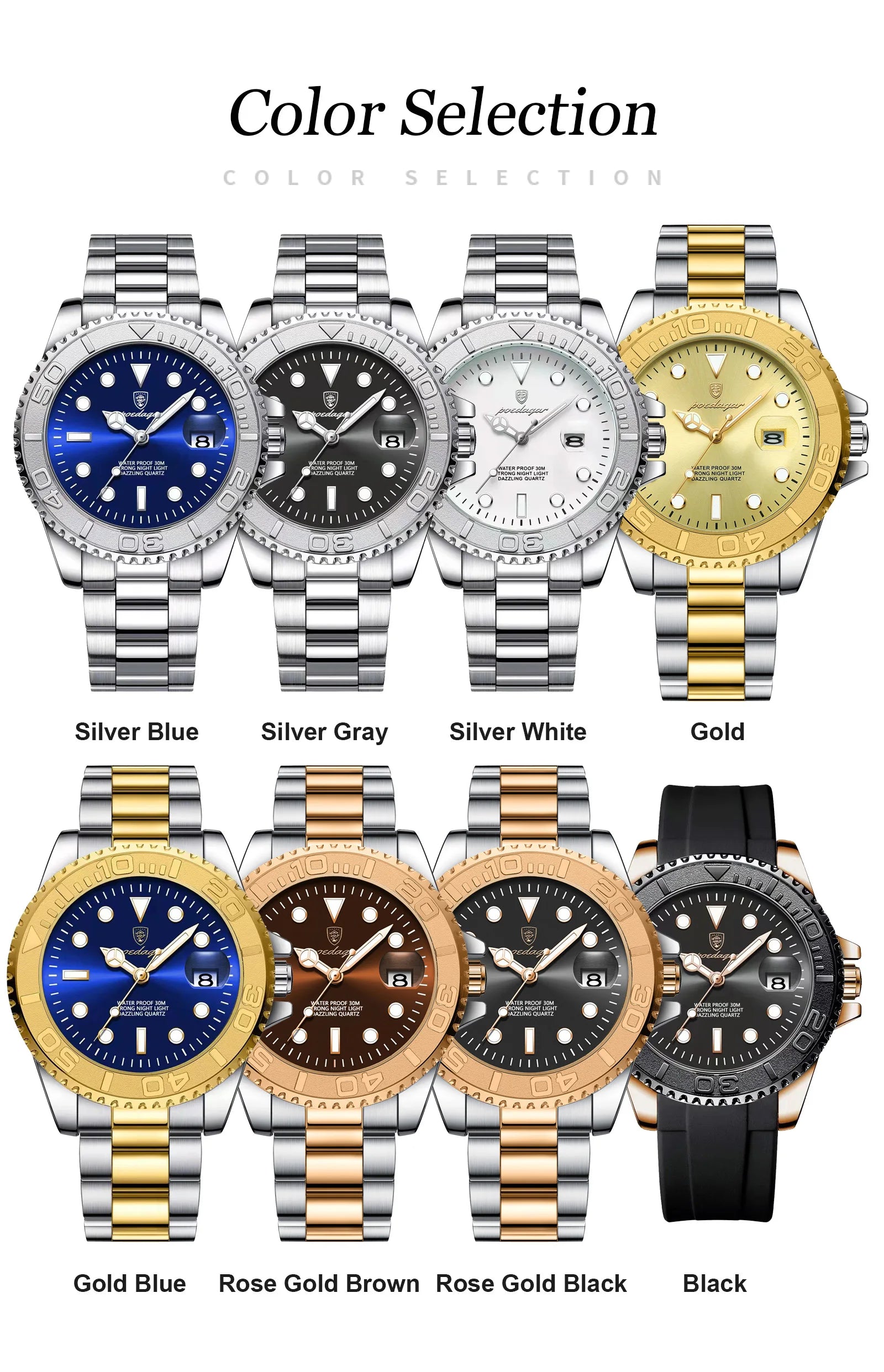 POEDAGAR Luxury Business Men Watch Waterproof Luminous Date Stainless Steel Men's Watches Military High Quality Quartz Man Watch