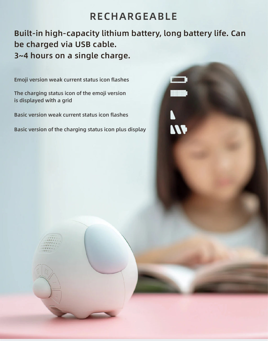 Child Alarm clock Digital Emotion Table Clock WIth Light Wireless Smart Bedside Cute Cartoon Alarm Clock For Kids