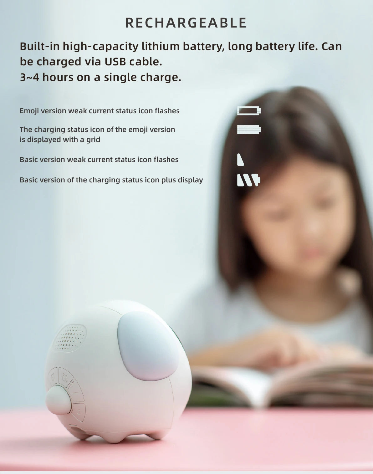 Child Alarm clock Digital Emotion Table Clock WIth Light Wireless Smart Bedside Cute Cartoon Alarm Clock For Kids