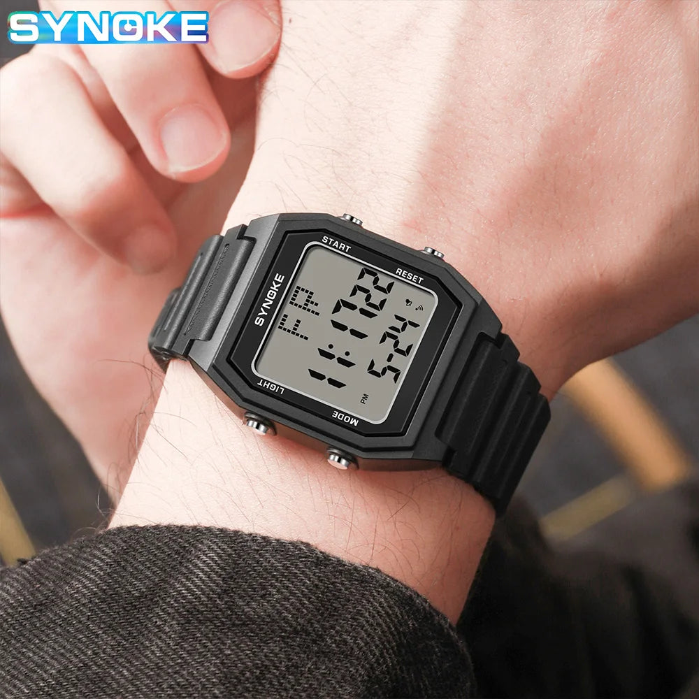 SYNOKE Digital Watches Men Military Sports Luminous Chronograph Waterproof Male Electronic Wrist Watches Square Watch