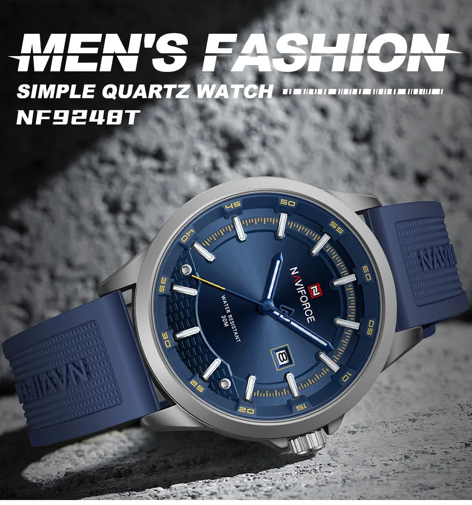 NAVIFORCE Men Business Watch Silicone Strap Wristwatches Quartz Casual Men's Watches Date Luminous Waterproof Original Clock