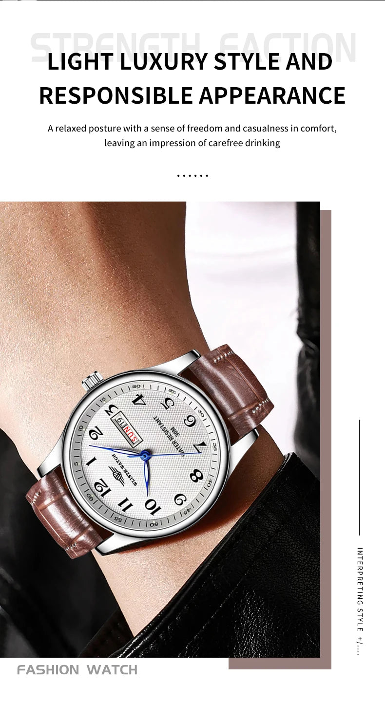 Vintage ultra-thin watch, atmospheric men's night light waterproof quartz watch, give gift