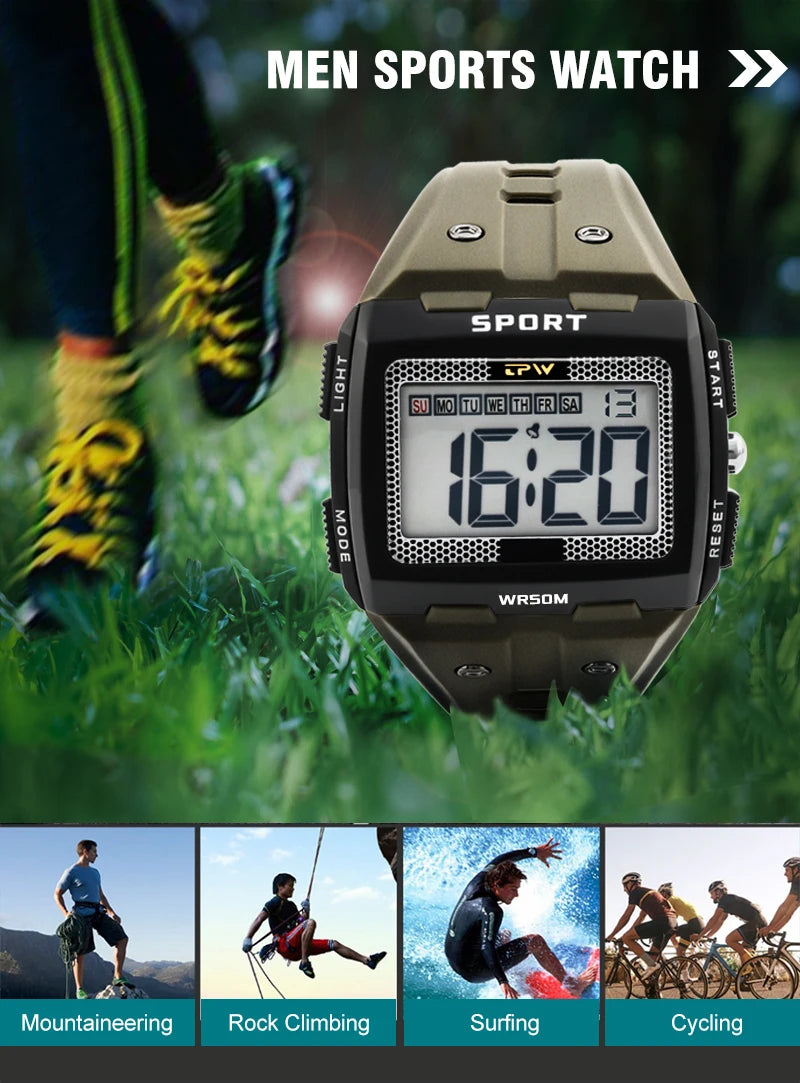 TPW Oversized Digital Watch Big Numbers Easy to Read 5ATM Water Resistant