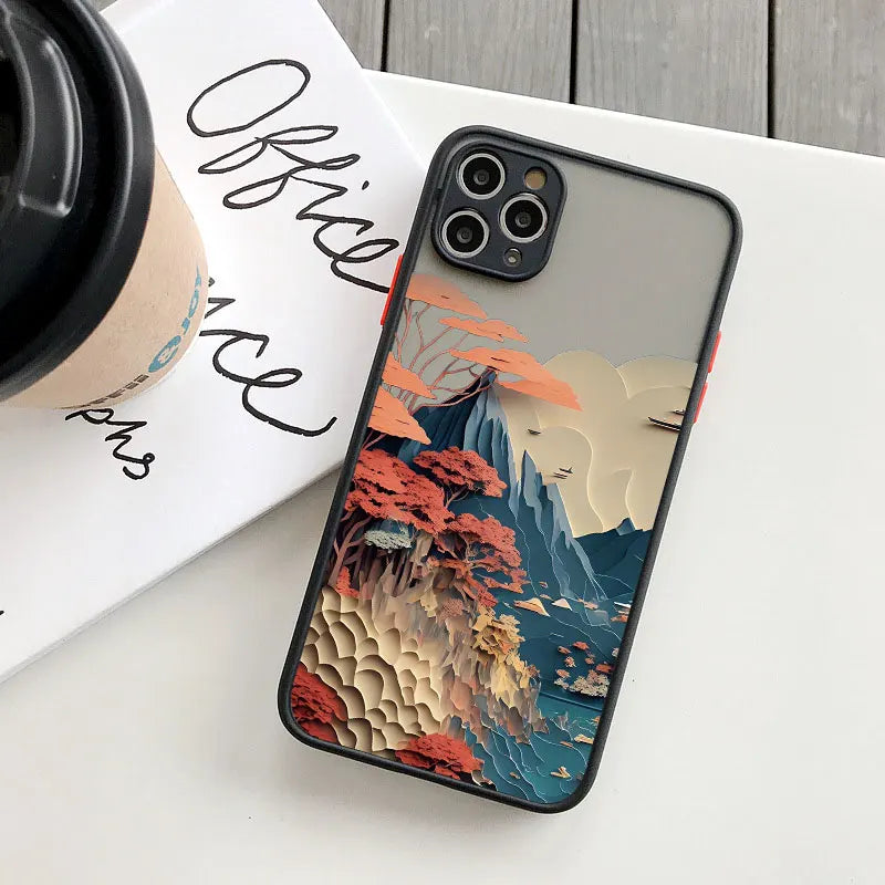 Printing Landscape phone case For iPhone 17 16 15 14 11 12 13 Pro Max Mini XS X XR 16 Plus Creative Mountains Shockproof Cover