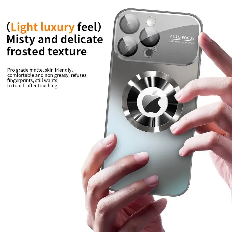 Titanium Metallic Luxury Matte Case For iPhone 17 16 15 14 13 12 11 Pro Max Plus For Magsafe Glass Lens Camera Protection Cover