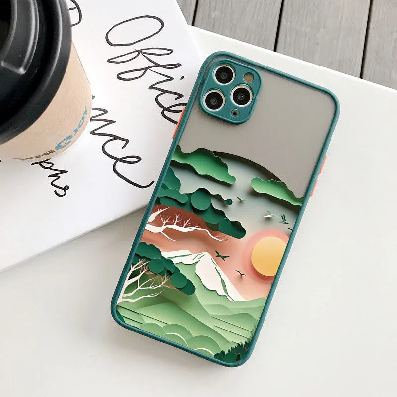 Printing Landscape phone case For iPhone 17 16 15 14 11 12 13 Pro Max Mini XS X XR 16 Plus Creative Mountains Shockproof Cover