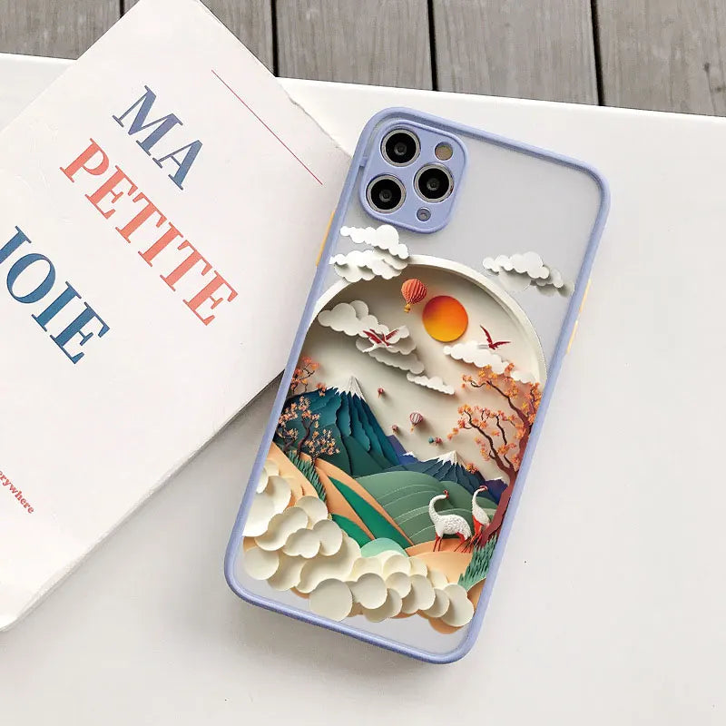 Printing Landscape phone case For iPhone 17 16 15 14 11 12 13 Pro Max Mini XS X XR 16 Plus Creative Mountains Shockproof Cover