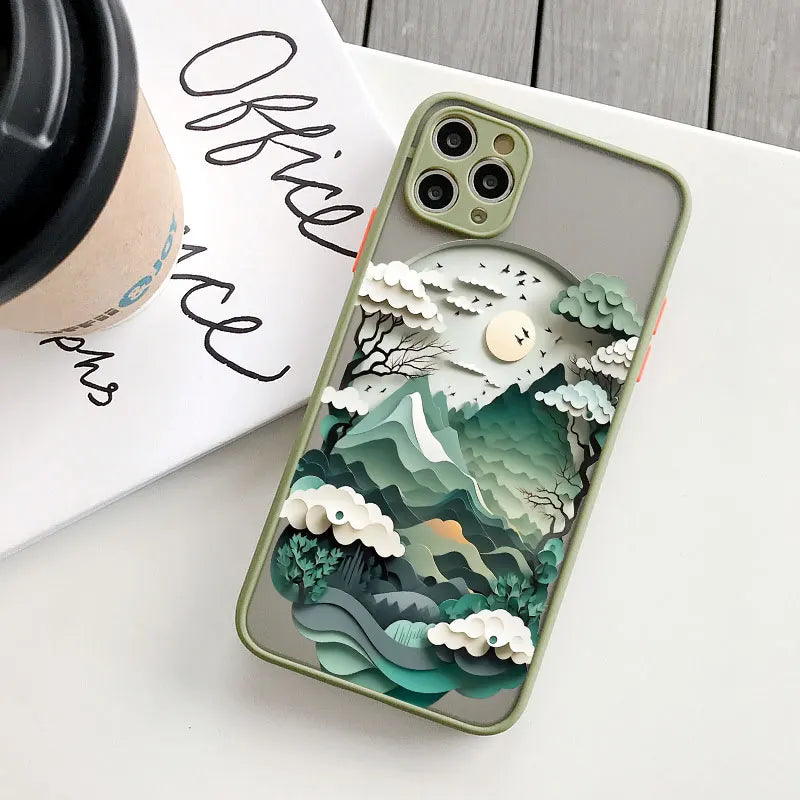 Printing Landscape phone case For iPhone 17 16 15 14 11 12 13 Pro Max Mini XS X XR 16 Plus Creative Mountains Shockproof Cover