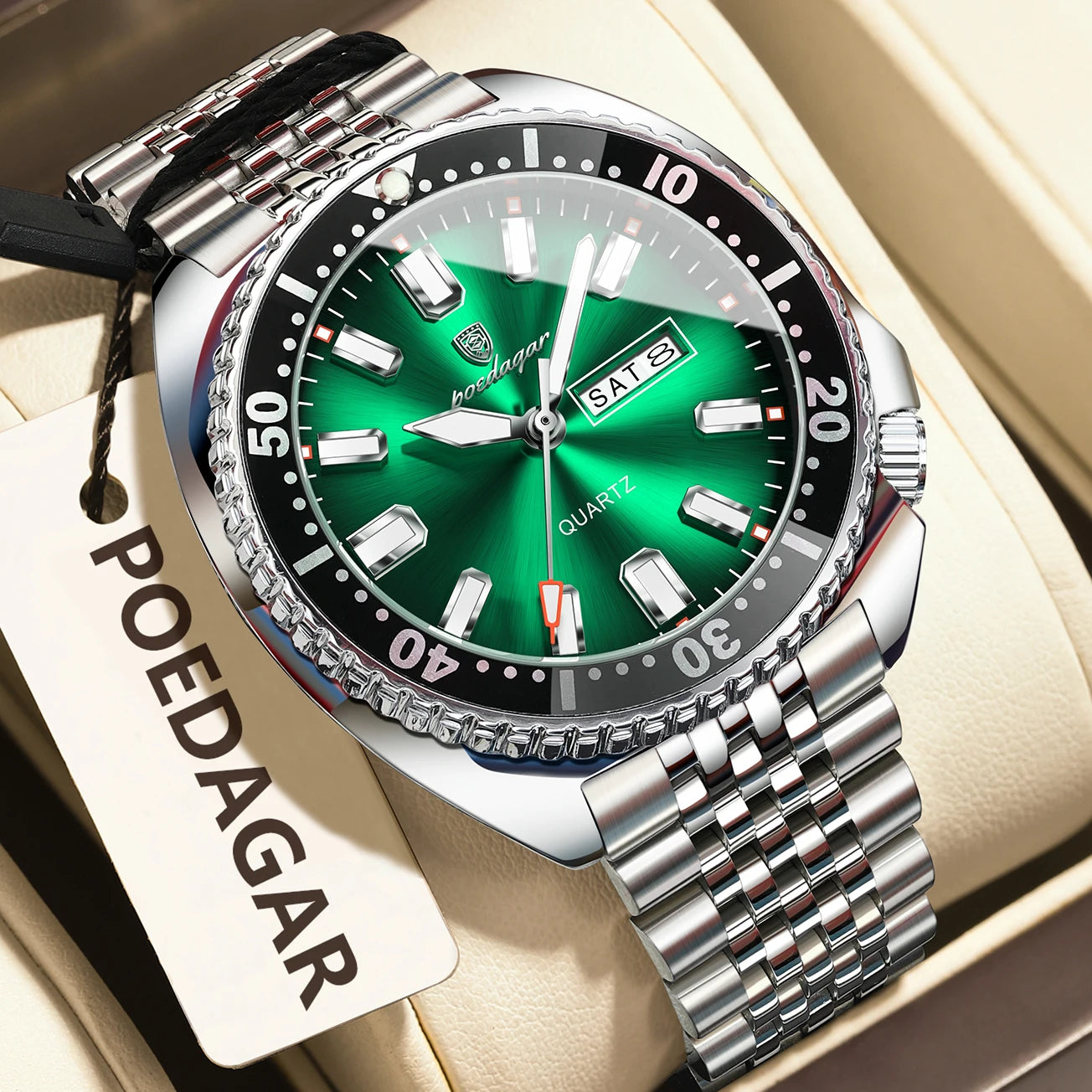 POEDAGAR Luxury Fashion Men's Watch Waterproof Luminous Quartz Male Watch Date Week Stainless Steel Casual Watches For Men Reloj