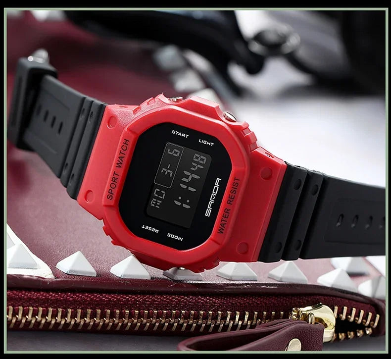 SANDA 293  Waterproof Watch Fashion Brand Ladies Watches For Women Sport Digital Wristwatches Female Clock LED Display 50m