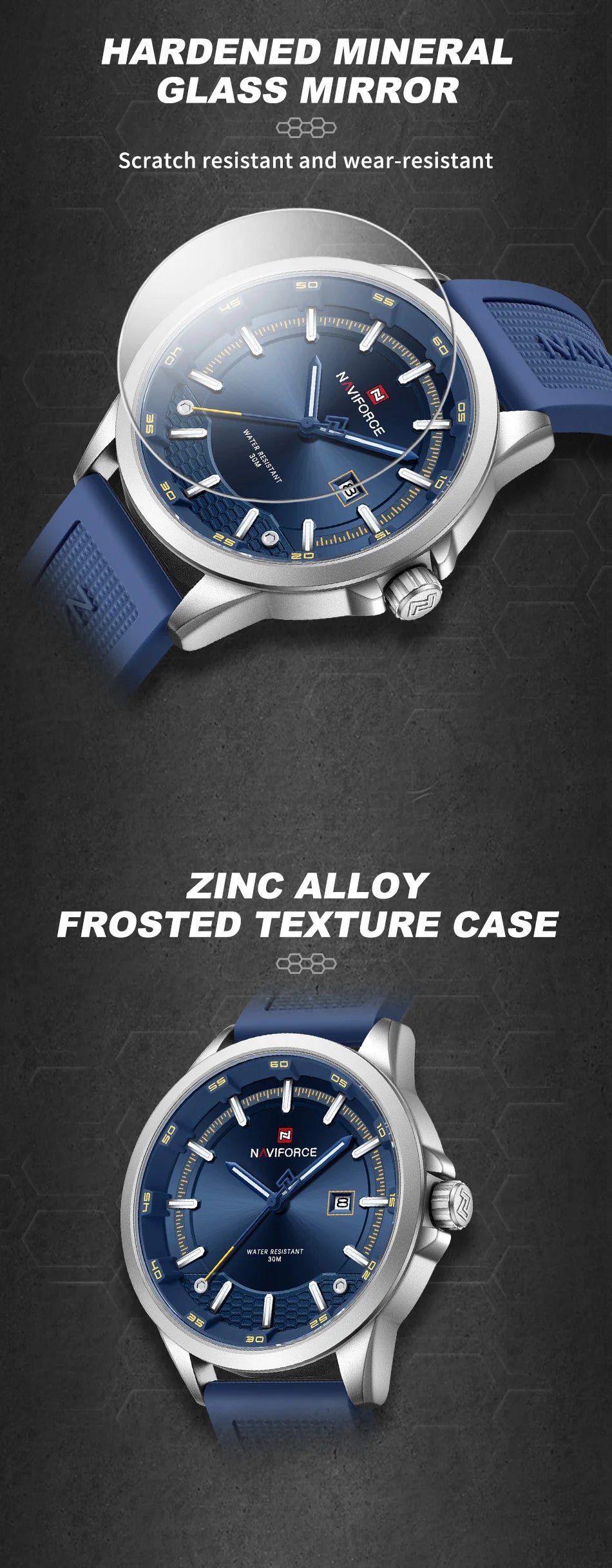 NAVIFORCE Men Business Watch Silicone Strap Wristwatches Quartz Casual Men's Watches Date Luminous Waterproof Original Clock
