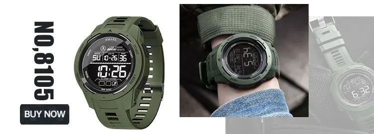 SMAEL Men Watches  50m Waterproof Sports Watch Military Man Sports Watch Digital 8072 Dual Display Watch  Quartz  Led Digital