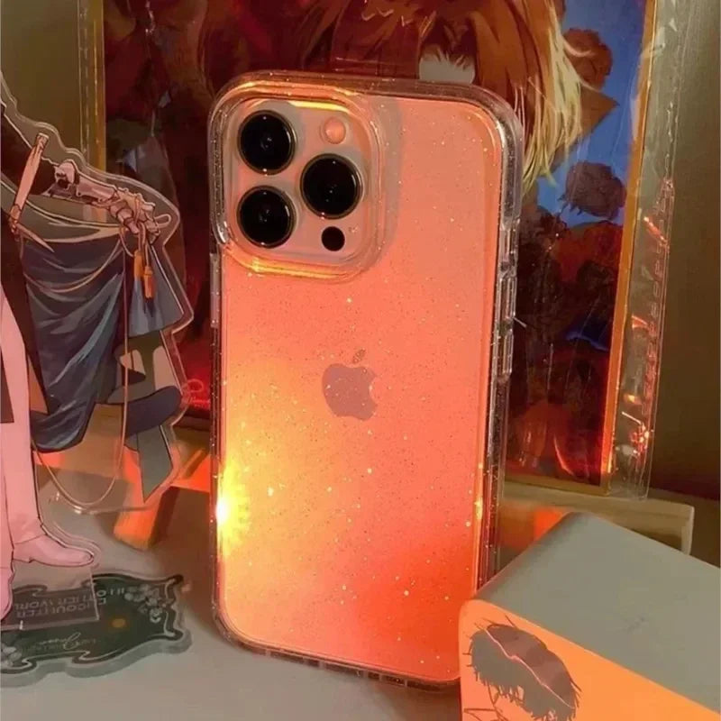 Classic Fashion Flash Powder Transparent Soft Shockproof Mobile Phone Case for IPhone16 15 14 13  Pro Max Mini The Perfect Case