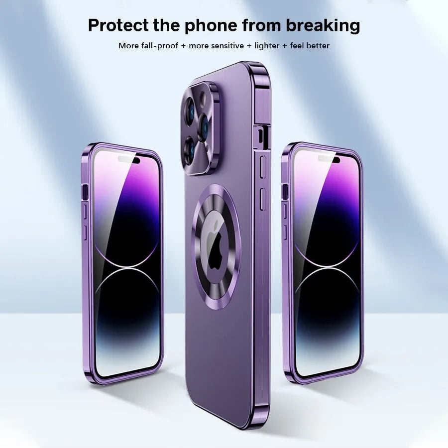 For iPhone 17 16 15 14 13 12Pro Max Full Aluminum Metal Magnetic Case Double-Sided Protection Shockproof Cover Screen Protector