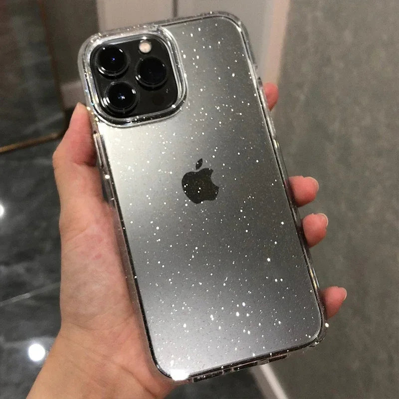Classic Fashion Flash Powder Transparent Soft Shockproof Mobile Phone Case for IPhone16 15 14 13  Pro Max Mini The Perfect Case