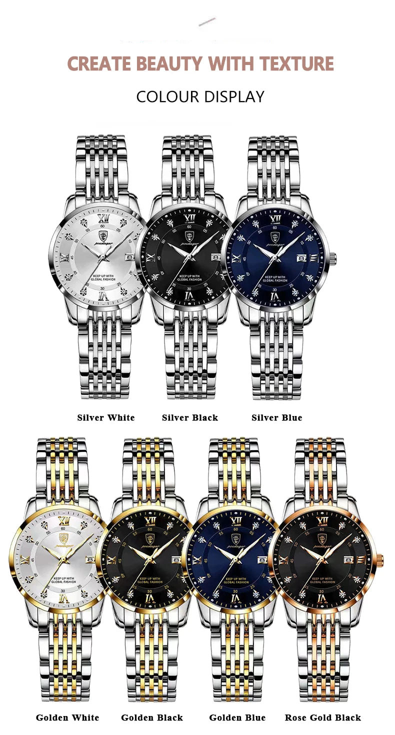 POEDAGAR Luxury Woman Watch Waterproof Stainless Steel Luminous Date Ladies Watch Fashion Simple Casual Women’s Quartz Watches