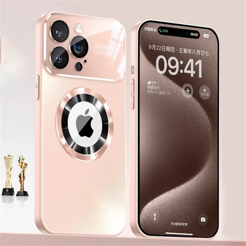 Luxury Titanium Metallic Color Matte Magnetic Case for iPhone 17 16 Pro Max 15 14 Plus 13 12 For Magsafe Wireless Charge Cover
