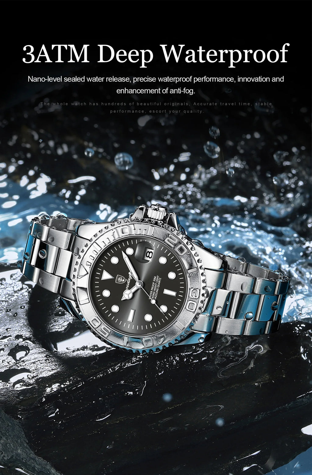 POEDAGAR Luxury Business Men Watch Waterproof Luminous Date Stainless Steel Men's Watches Military High Quality Quartz Man Watch