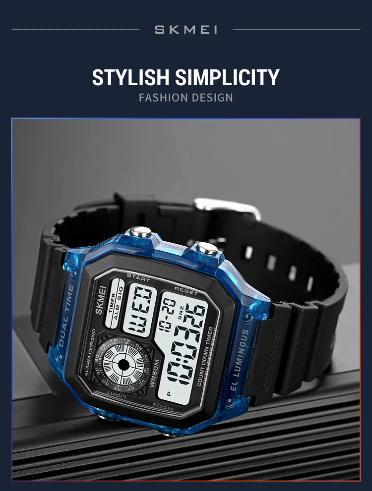 SKMEI 1998 Mens Multifunction 5Bar Waterproof Chrono Wristwatch Clock reloj hombre  Japan Digital Movement Countdown Sport Watch