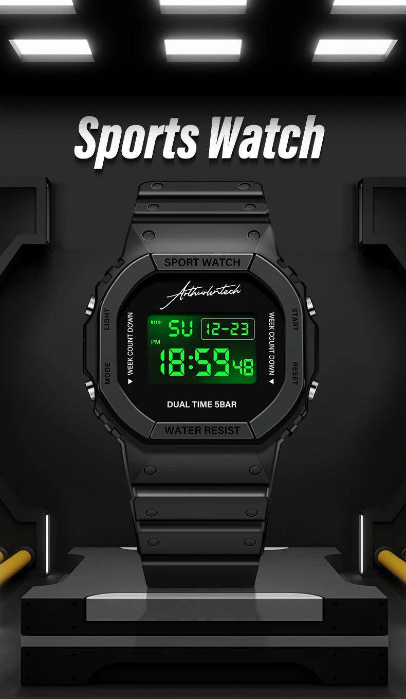 Military Digital Watch for Men Sports Waterproof Shockproof Mens Wristwatches LED Didplay Alarm Clock Reloj Hombre