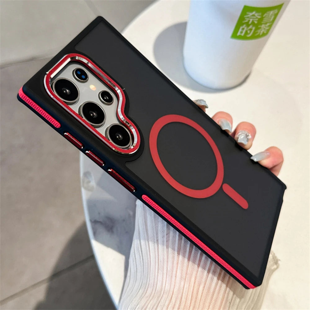 Luxury Matte Magnetic Case For Samsung Galaxy S26 S24 S22 S25 Ultra S23 Plus S23 FE For Magsafe Wireless Charge Shockproof Cover