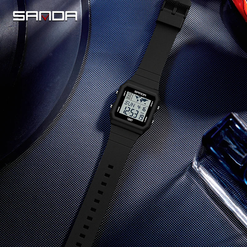 SANDA 2217 Sports Fashion Men Electronic Watches Multifunction Alarm Clock Countdown Luminous Waterproof Men's Digital Wristwatc
