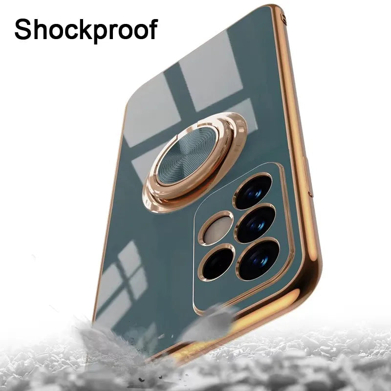 Luxury Plating 360°Rotate Metal Ring Holder Phone Case For Samsung Galaxy S25 Ultra S24 S23 FE S22 S21 S20 S10 Plus Back Cover