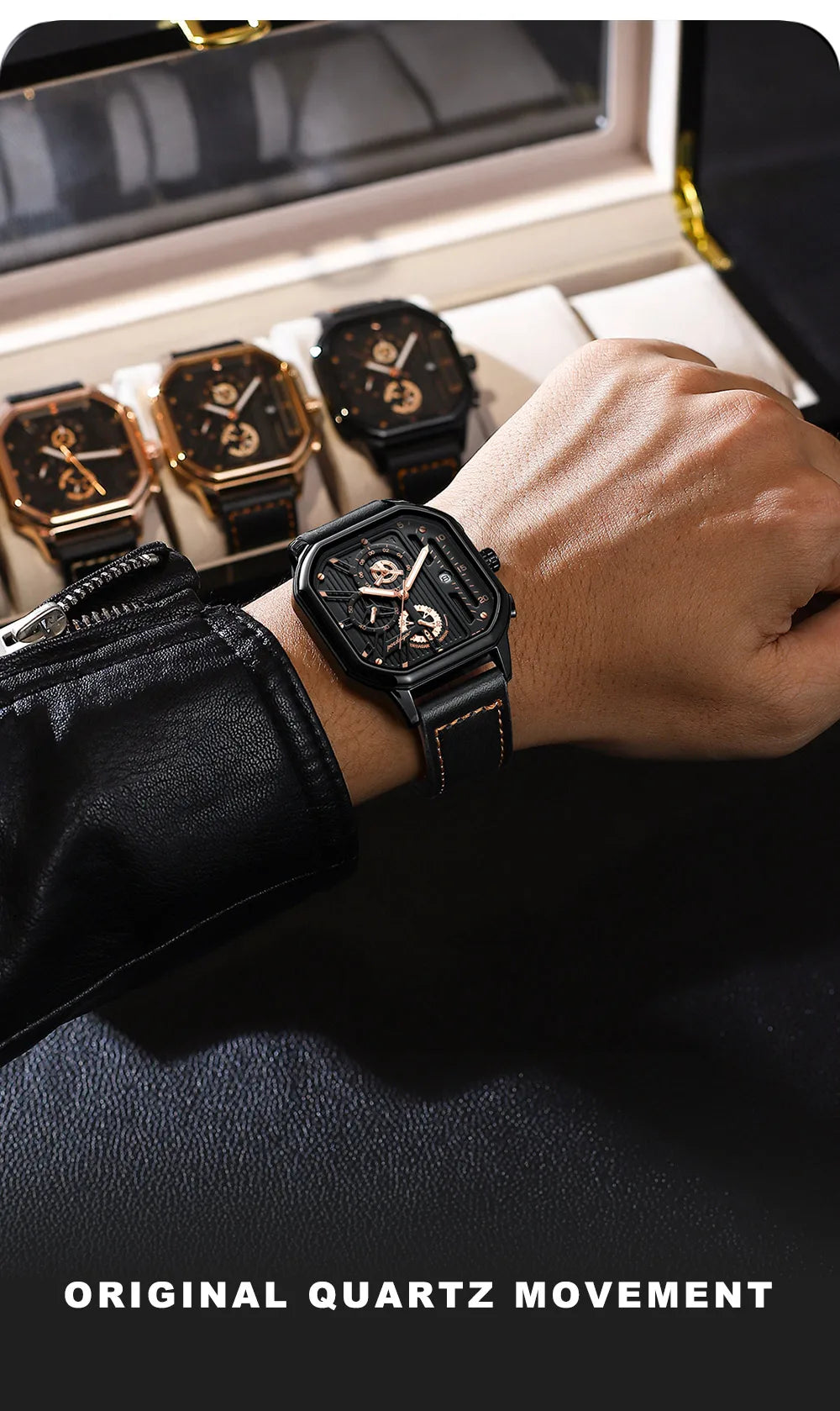 POEDAGAR New Luxury Casual Men's Quartz Watch Chronograph Date Waterproof Luminous Leather Man Watches Military Sports Men Watch