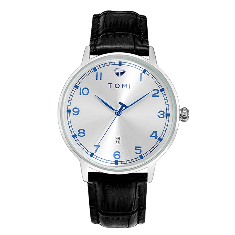 TOMI men's minimalist fashion watch circular dial calendar men's and women's casual quartz watch clock gift