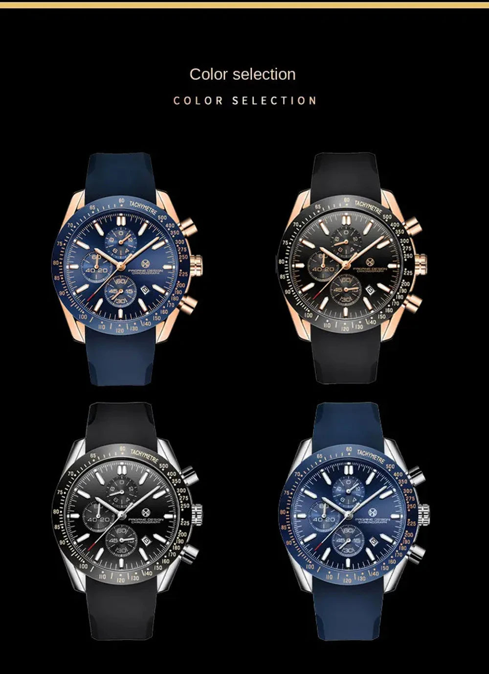 Pagane Design 2026 New Men's Quartz Chronograph Luxury Sapphire Stainless Steel Waterproof 3Bar Night Light C3 Casual Watch