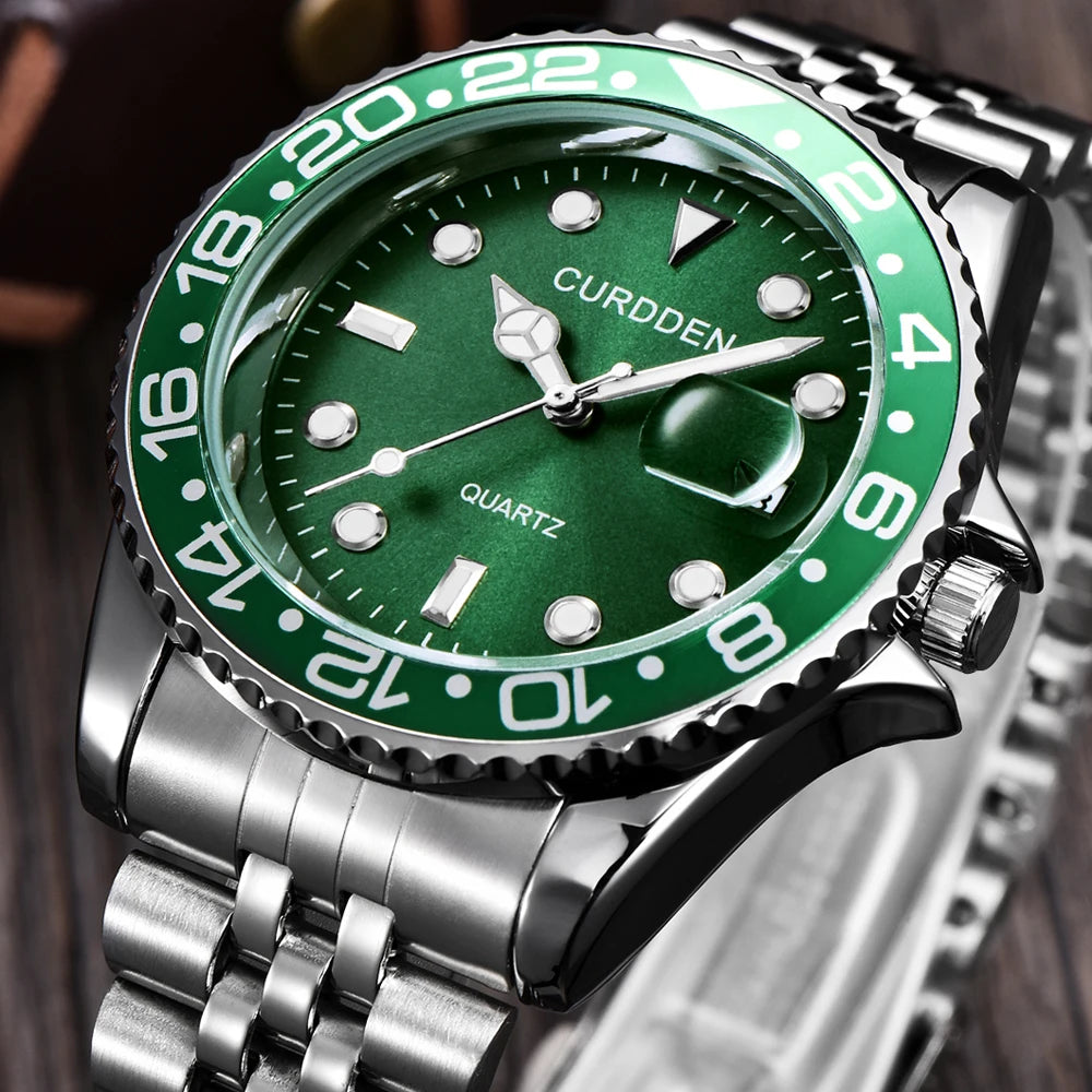 Original Design CURDDEN Brand Watches For Men Fashion Full Stainless Steel Golden Date Quartz Watch 시계 Erkek Kol Satleri Relogio