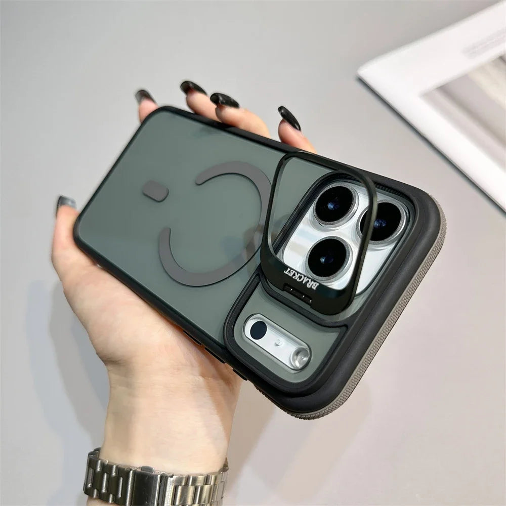 Luxury Matte Transparent Magsafe Kickstand Stand Phone Case For iPhone 17 Air 16 15 14 Plus 13 12 11 17 Pro Max Magnetic Cover
