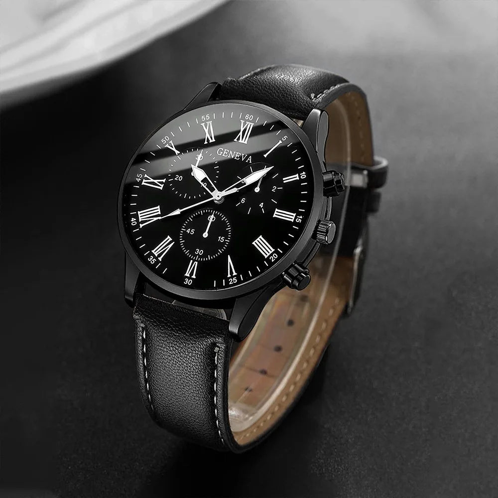 3PCS Fashion Men's Watches Set Business Trend Versatile Retro Classic Round Dial Quartz Watch Reloj Hombre（Without Box）