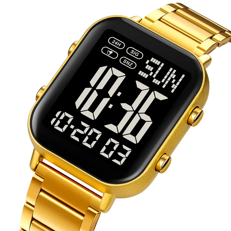 Skmei Men Digital Watches Luxury Stainless Steel Strap Dual Time Zone Man Sports Bracelet Watch 30M Waterproof Male Alarm Clock