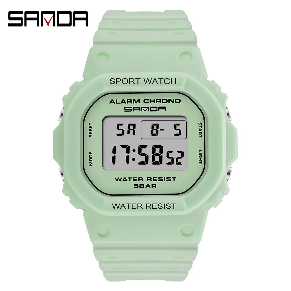 SANDA 293  Waterproof Watch Fashion Brand Ladies Watches For Women Sport Digital Wristwatches Female Clock LED Display 50m