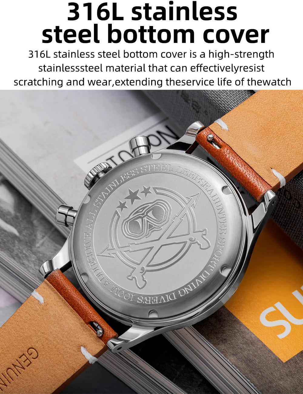 ADDIESDIVE AD2037 VK64 Multifunctional Chronograph Watch 10Bar Waterproof Mens Leather Watch Quartz Watches Reloj Hombre