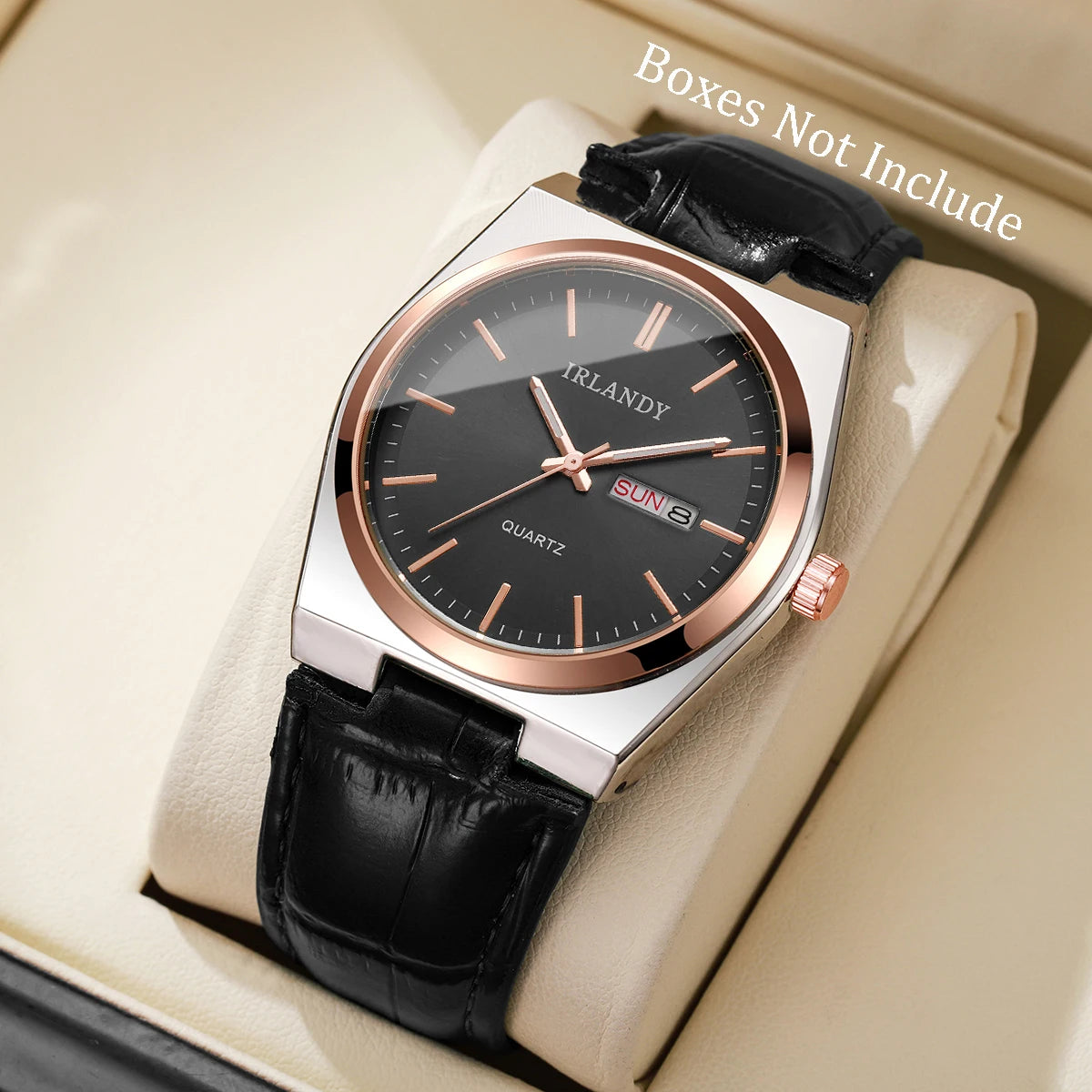 Fashion Men Business Watches Calendar Quartz Watch Casual Leather Strap Wristwatches Reloj Hombre（Without Box）