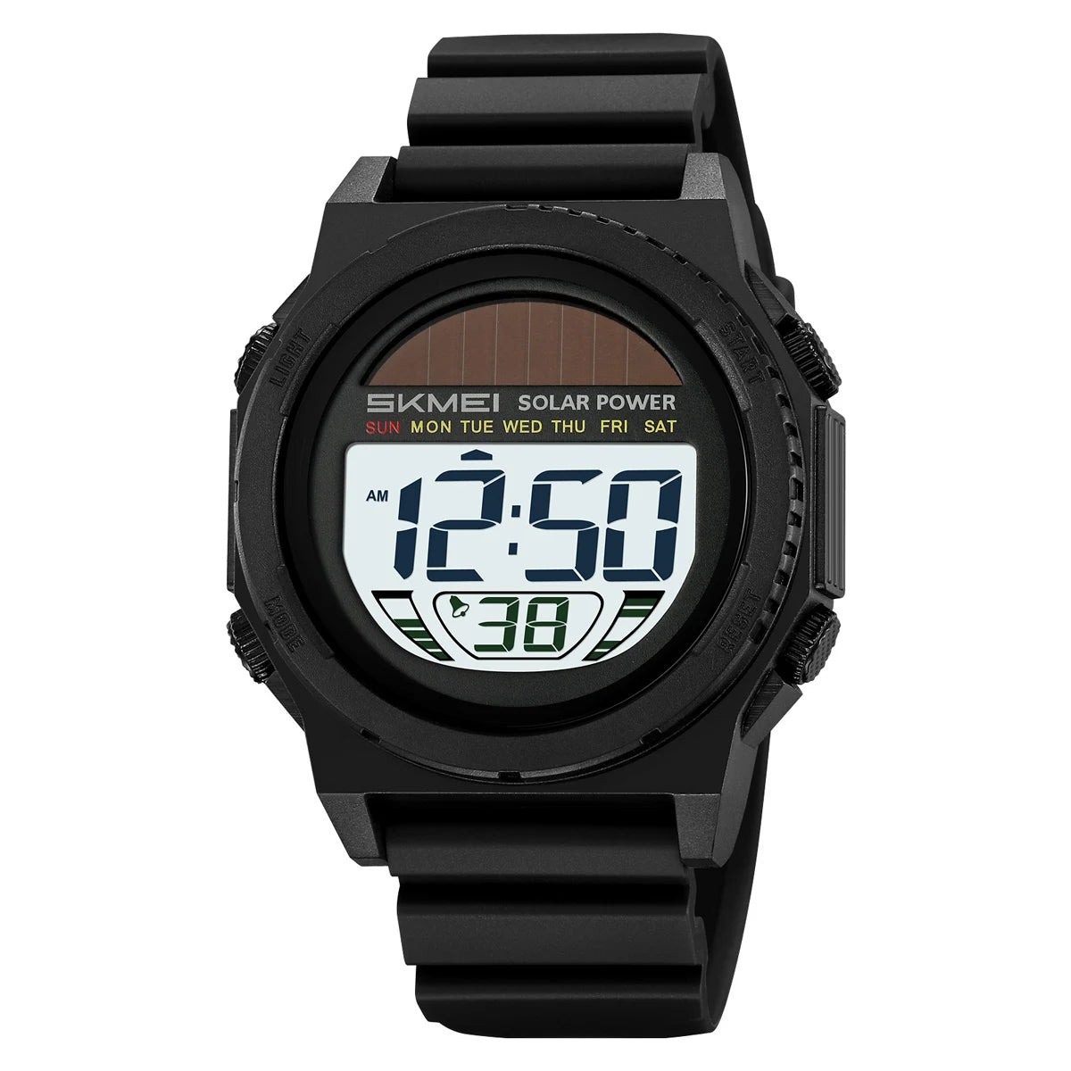 SKMEI Solar Energy Digital Sports Electronic Watches For Men Fashion Casual 5Bar Waterproof Chrono Wristwatch Clock Reloj Hombre