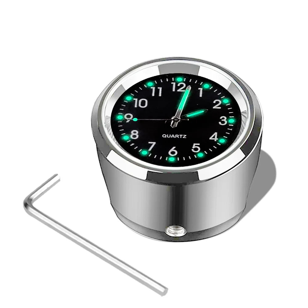 7/8" Motorcycle Clock Chrome Waterproof Bike Handlebar Mount Quartz Watch Aluminum Luminous Clock Moto Accessories Universal