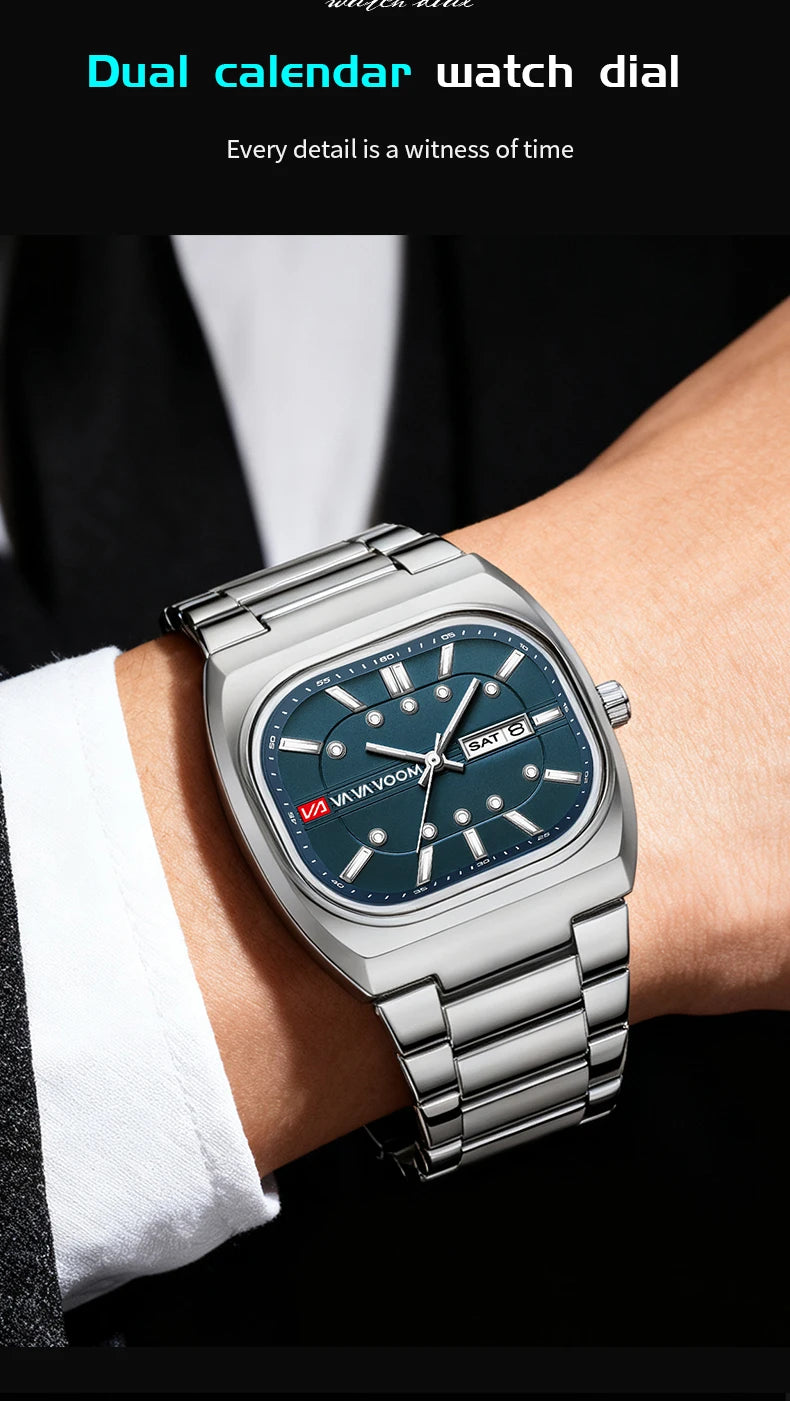 2026 New Men Watches 40mm Square Quartz Movement Analog Diving Series Clock Black Stainless Steel Top Brand Watch for Men montre